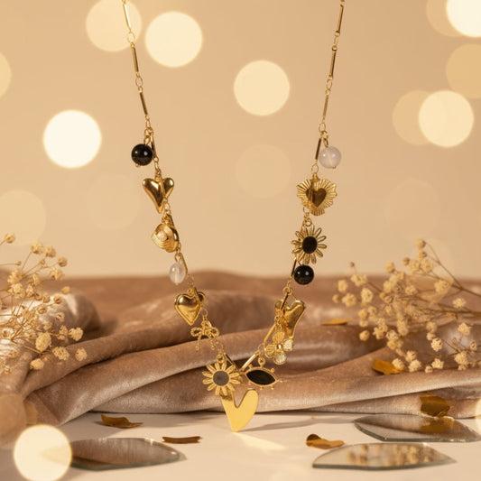 COLLANA DONNA CHARME IN ACCIAIO GOLD CON CIONDOLI