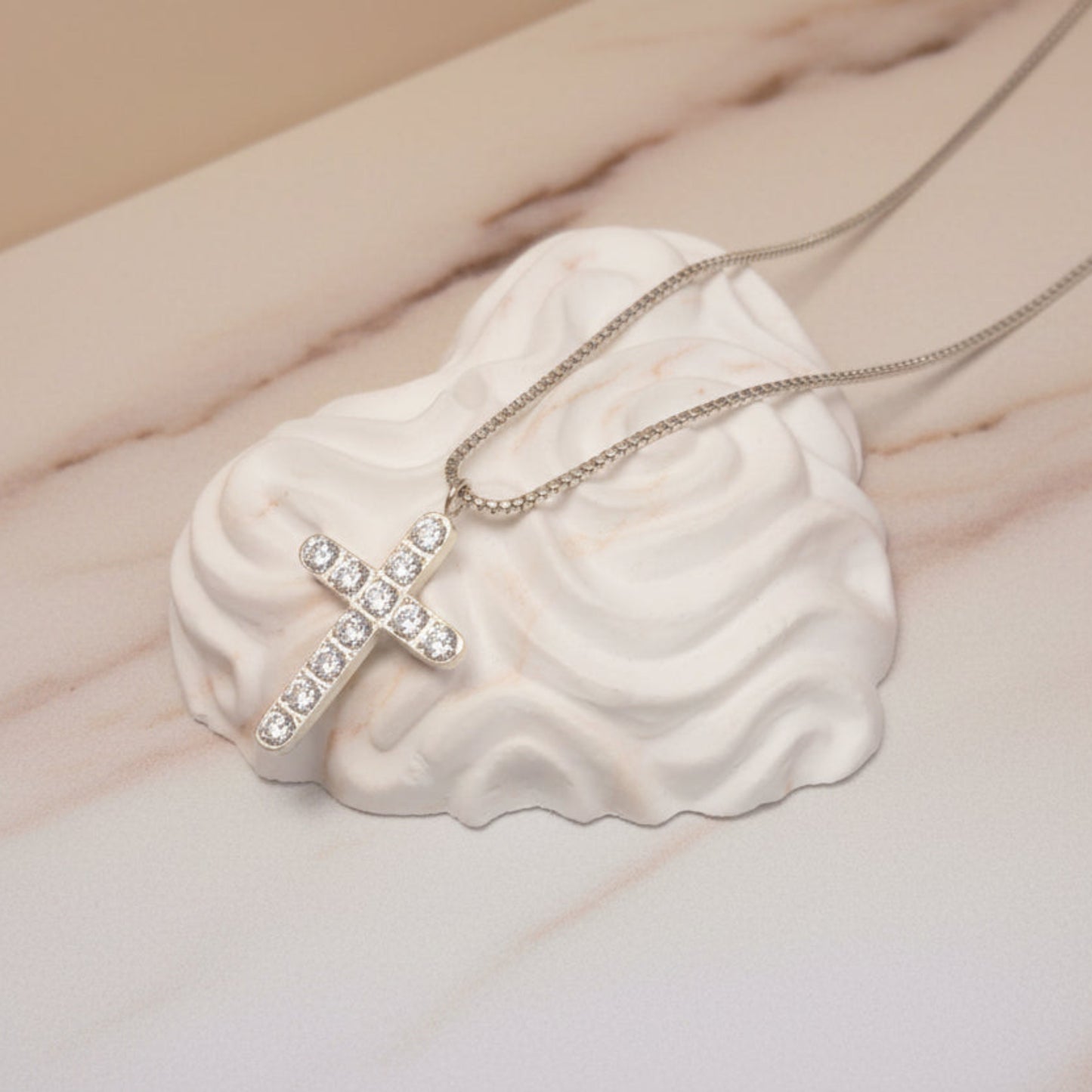 COLLANA DONNA CROCE IN ACCIAIO GOLD CON BRILLANTINI