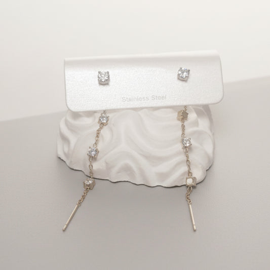 ORECCHINI SALISCENDI IN ACCIAIO GOLD CON BRILLANTINI