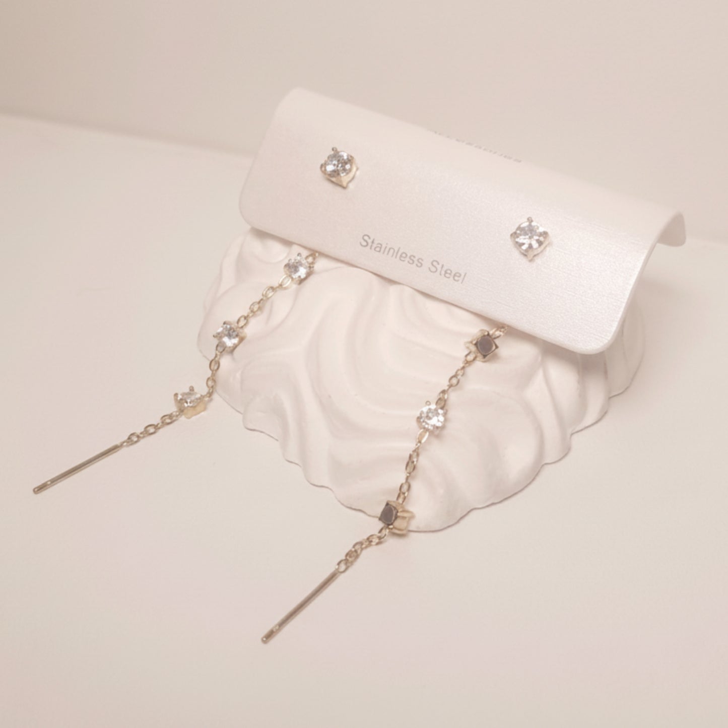 ORECCHINI SALISCENDI IN ACCIAIO GOLD CON BRILLANTINI