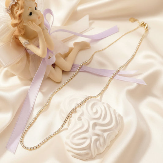 COLLANA DONNA LUCE IN ACCIAIO GOLD E BRILLANTINI CON CURSORE