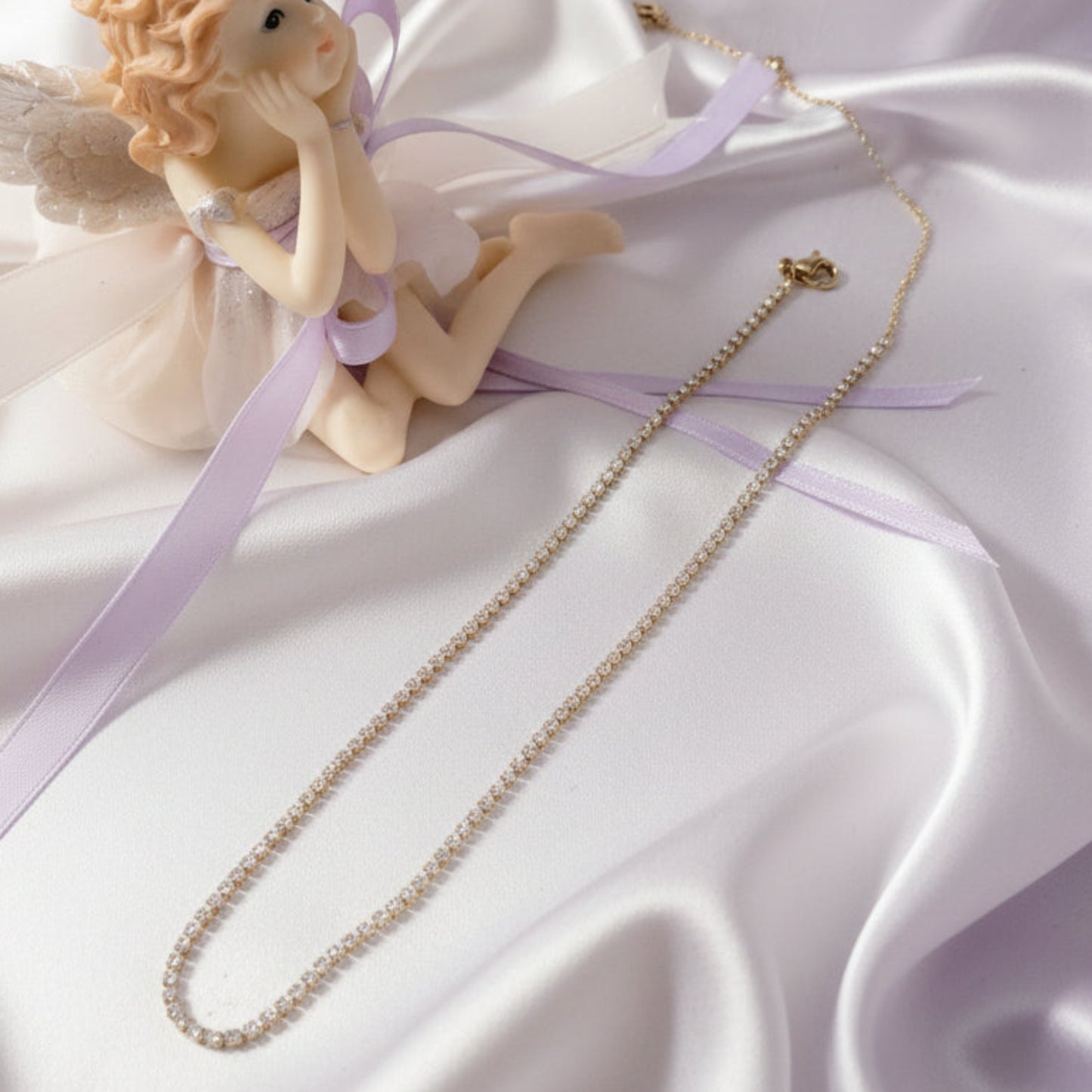 COLLANA DONNA LUCE IN ACCIAIO GOLD E BRILLANTINI CON CURSORE