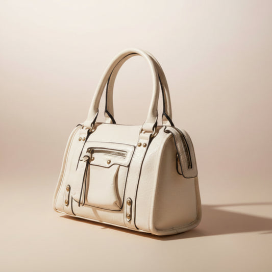 BORSA VINTAGE AVORIO A MANO E TRACOLLA DI TENDENZA CON TASCHE E FRANGE