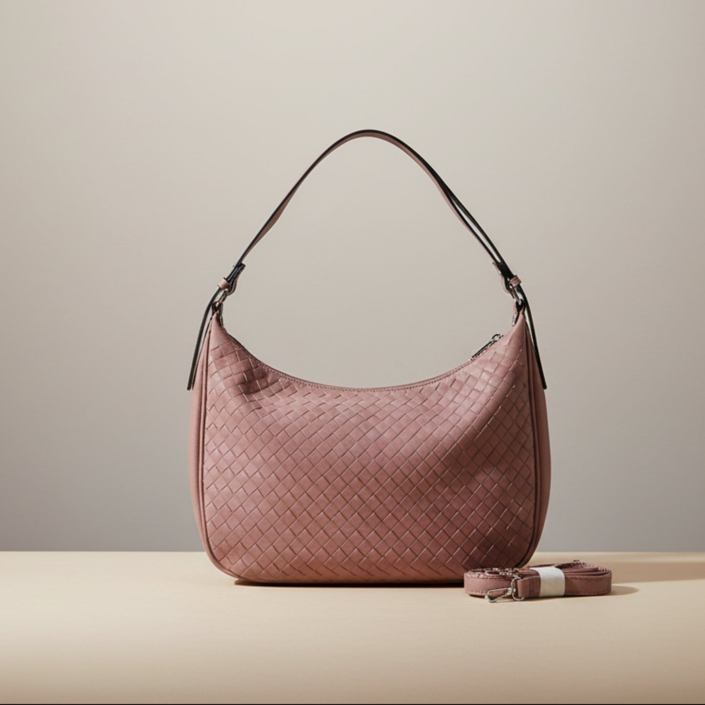 BORSA GRANDE ROSA ANTICO MORBIDA CON TRACOLLA REMOVIBILE