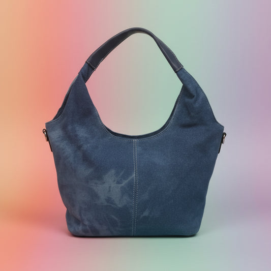 BORSA IN JEANS CAPIENTE DI TENDENZA, AS SPALLA O TRACOLLA- BLU CHIARO O SCURO