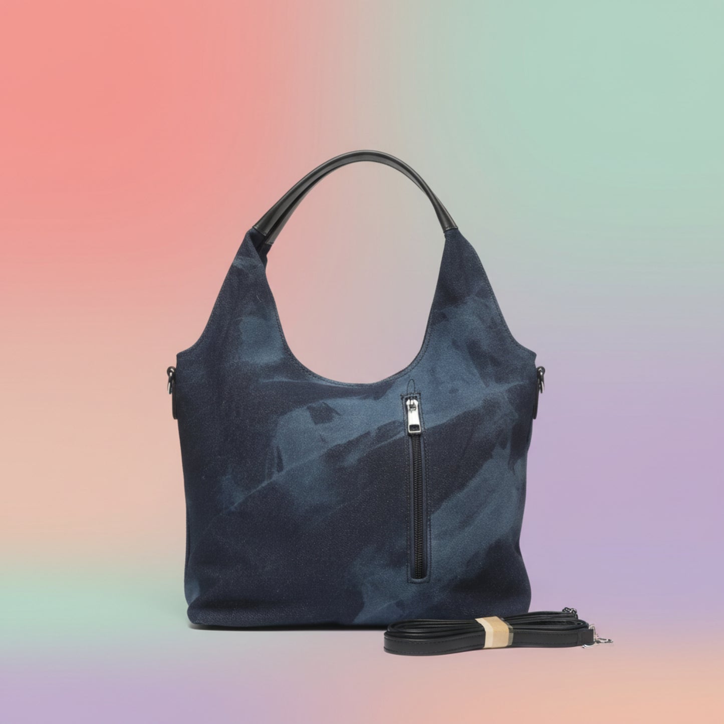BORSA IN JEANS CAPIENTE DI TENDENZA, AS SPALLA O TRACOLLA- BLU CHIARO O SCURO