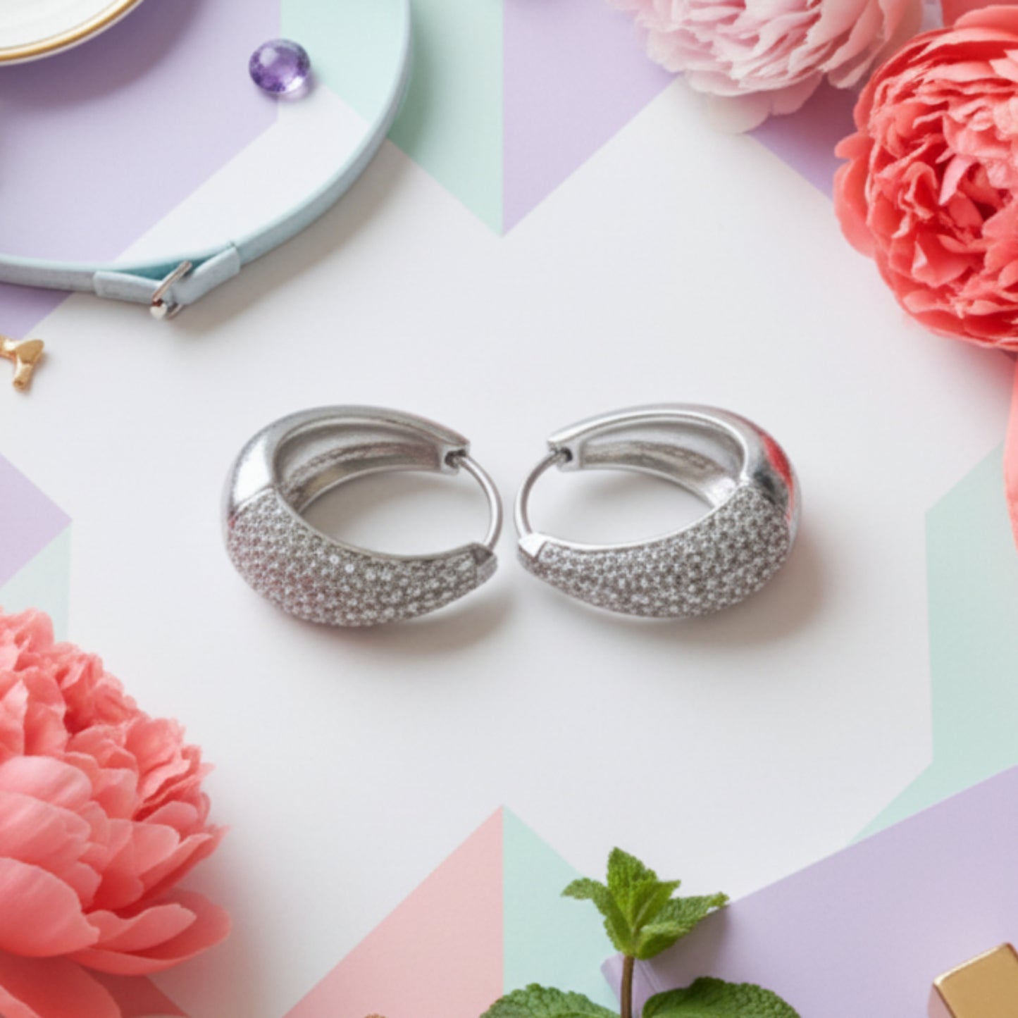 ORECCHINI LUCE A CERCHIO SMALL CON BRILLANTINI IN ACCIAIO SILVER