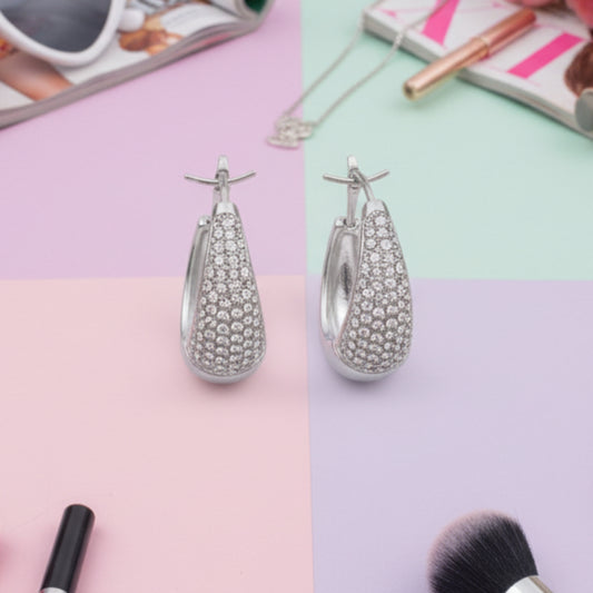 ORECCHINI LUCE A CERCHIO SMALL CON BRILLANTINI IN ACCIAIO SILVER