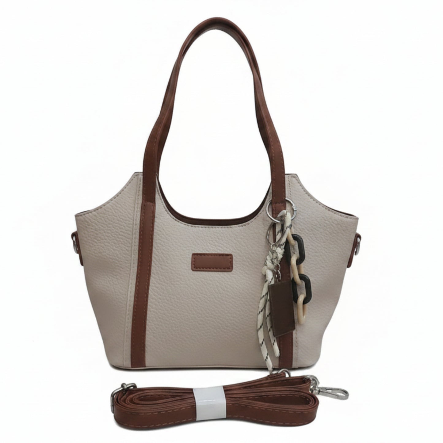 BORSA A MANO E TRACOLLA OCN CHARM CIOCCOLATO - COMPATTA E VERSATILE PANNA E BEIGE