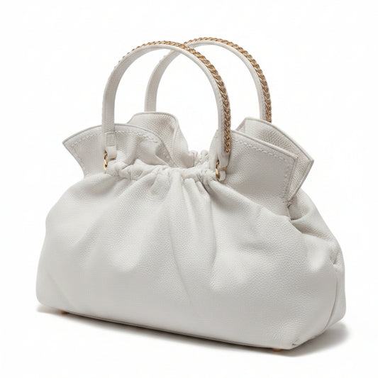 BORSA GRANDE FASHION BIANCA CON DETTAGLI GOLD E TRACOLLA REMOVIBILE