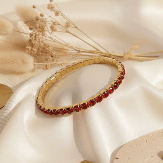 BRACCIALE TENNIS ROSSO IN ACCIAIO GOLD