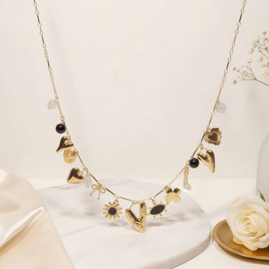 COLLANA DONNA CHARME IN ACCIAIO GOLD CON CIONDOLI