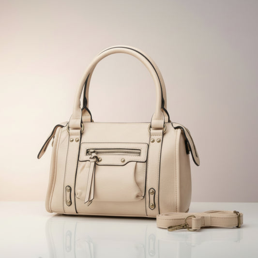 BORSA VINTAGE AVORIO A MANO E TRACOLLA DI TENDENZA CON TASCHE E FRANGE