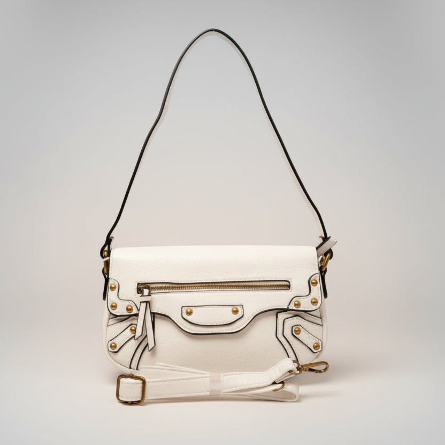 BORSA MODA BIANCO CON FRANGE E BORCHIE- DOPPIA TRACOLLA