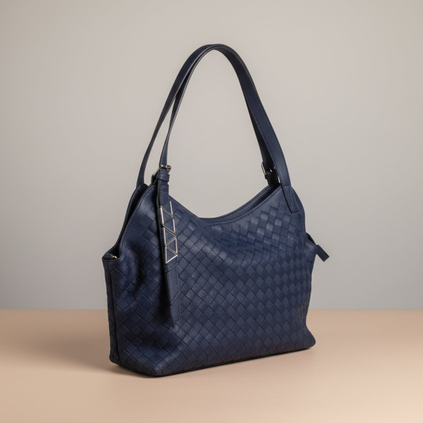 BORSA DONNA BLU GRANDE CAPIENTE A SPALLA O TRACOLLA-STILE CLASSICO MODERNO CON TASCHE ZIP