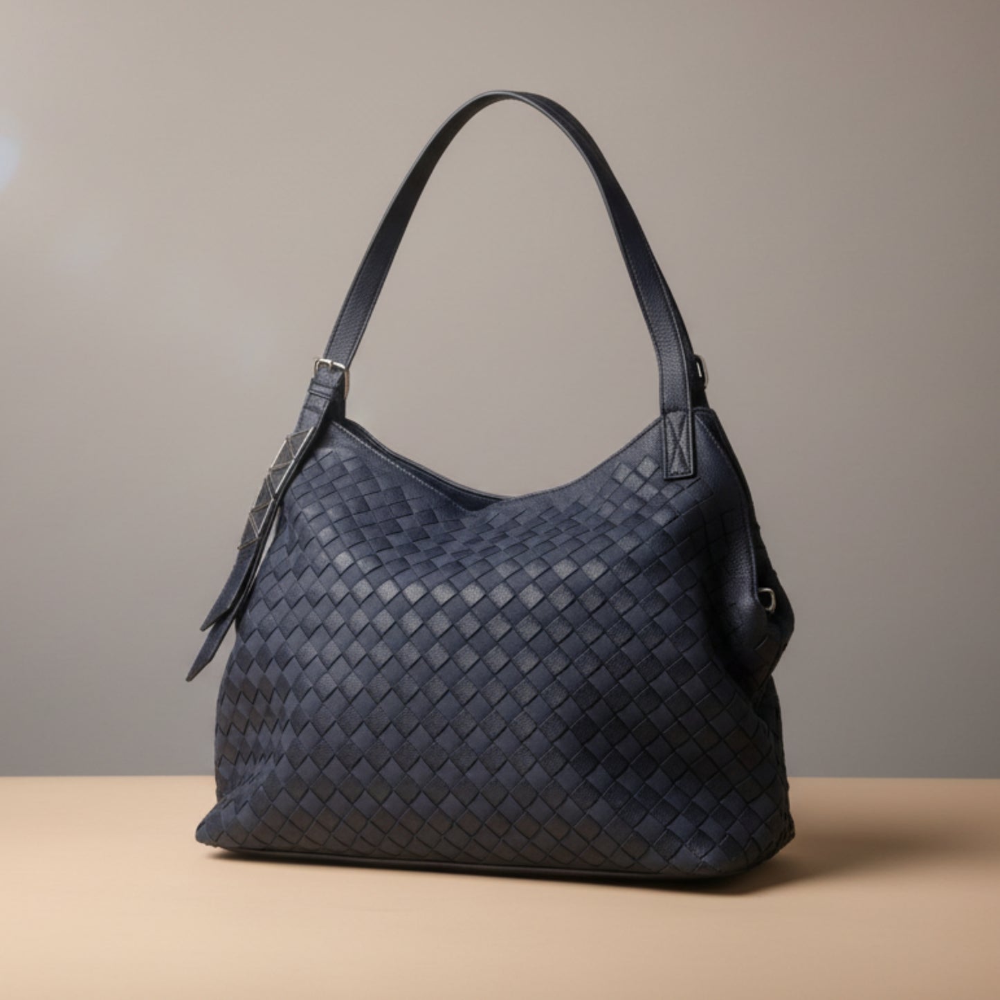 BORSA DONNA BLU GRANDE CAPIENTE A SPALLA O TRACOLLA-STILE CLASSICO MODERNO CON TASCHE ZIP