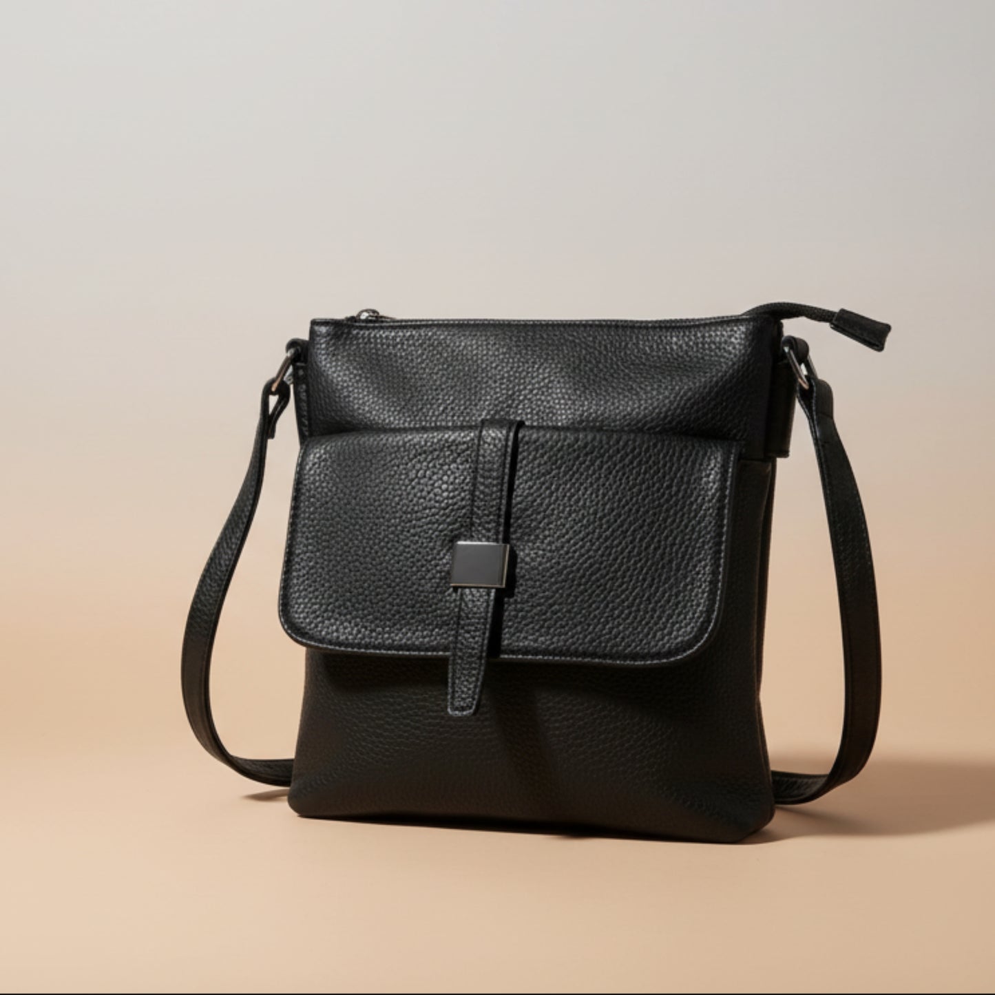 BORSA NERA A TRACOLLA ORGANIZER CON TASCHE E TRACOLLA REGOLABILE