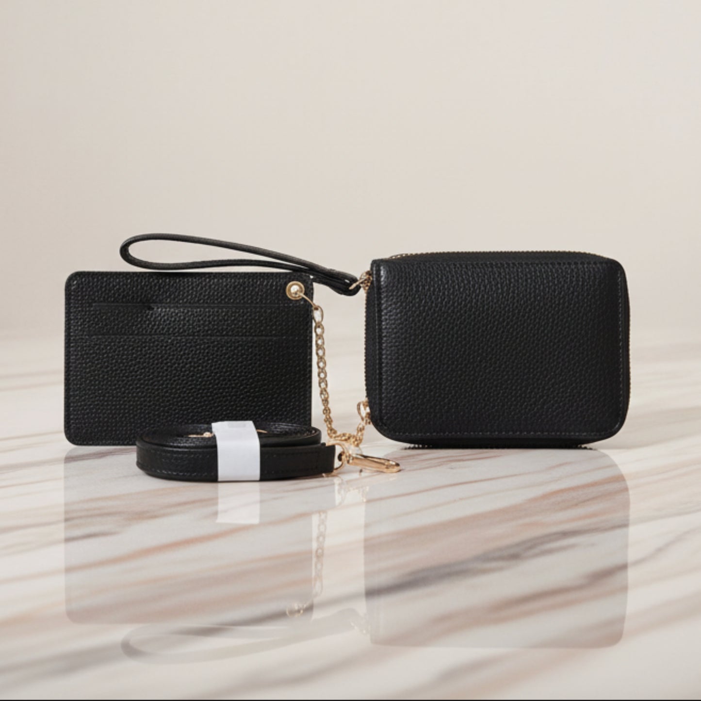 MINI BAG NERA ELEGANTE CON TRACOLLA REMOVIBILE E ACCESSORI