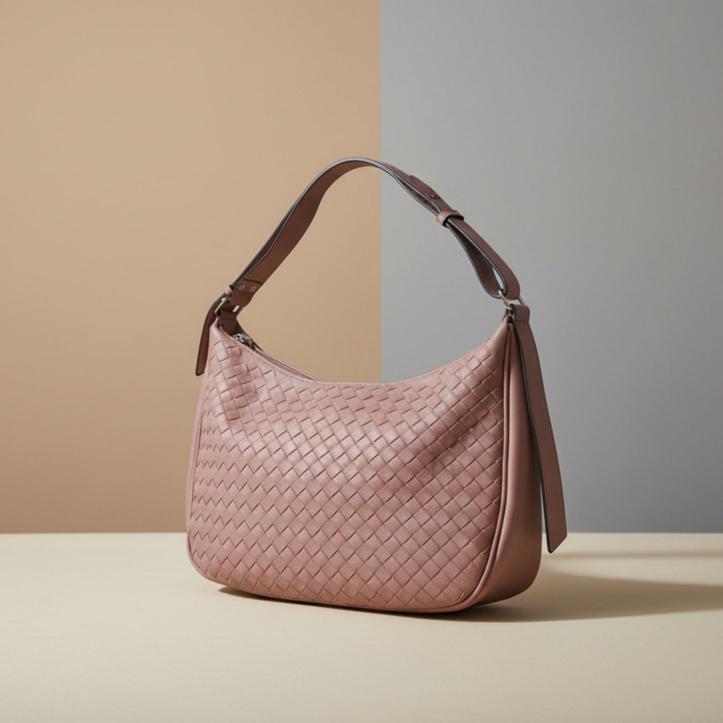 BORSA GRANDE ROSA ANTICO MORBIDA CON TRACOLLA REMOVIBILE