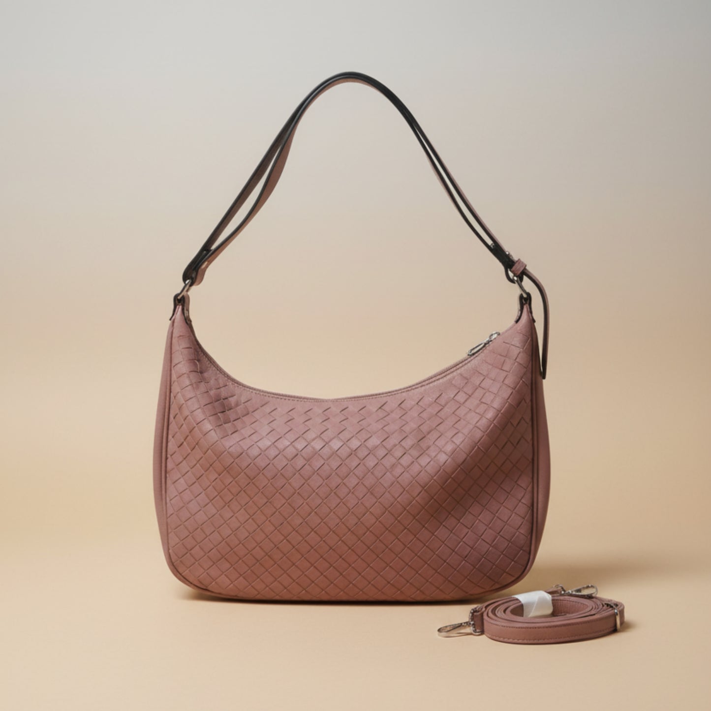 BORSA GRANDE ROSA ANTICO MORBIDA CON TRACOLLA REMOVIBILE