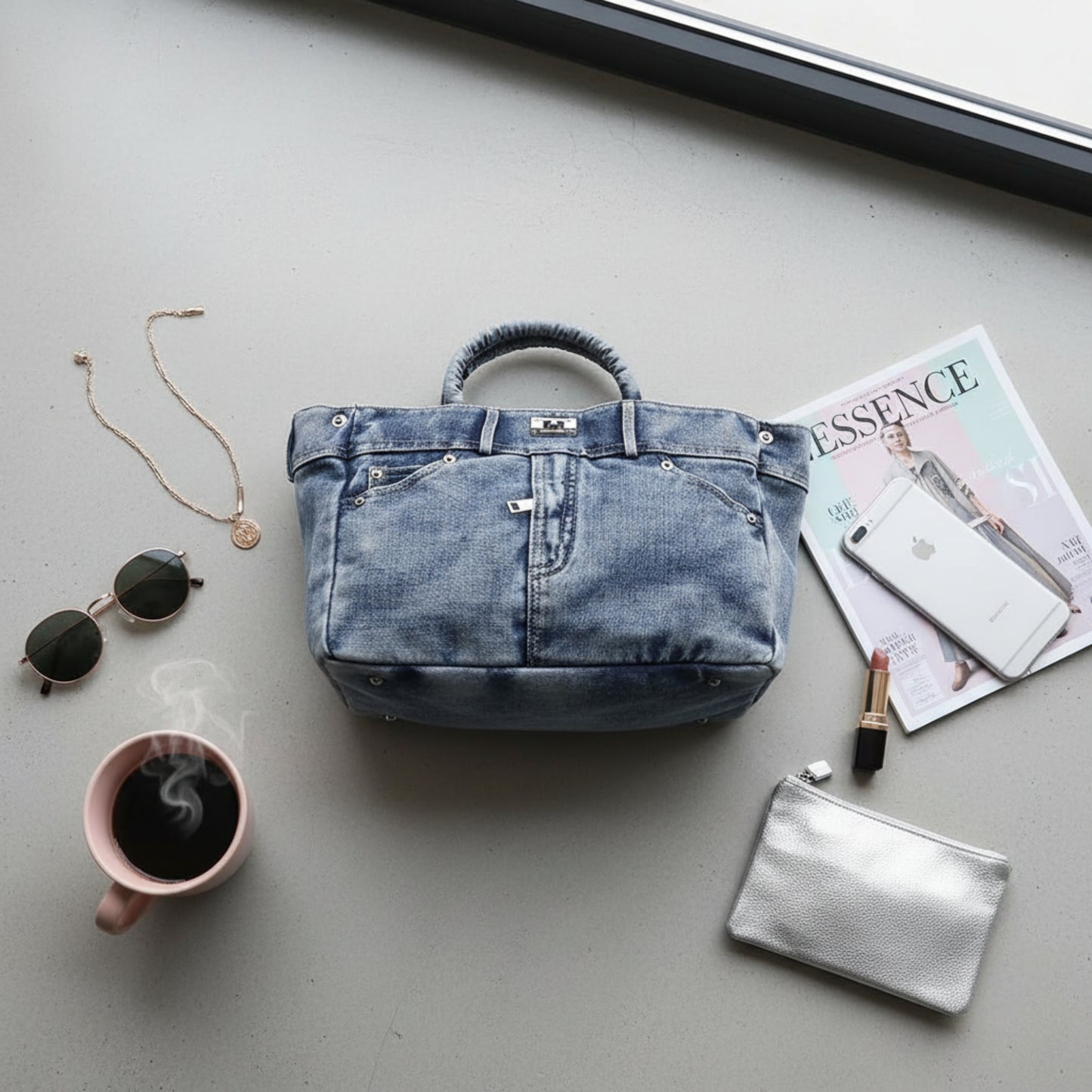BORSA IN JEANS STILE VITA - TRENDY E GIOVANILE CON TRACOLLA REMOVIBILE