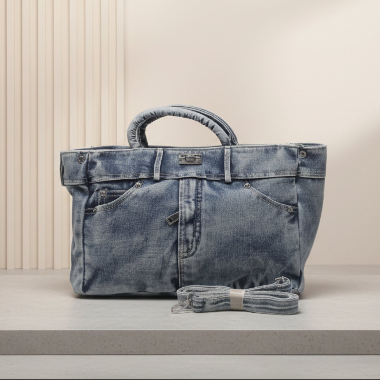 BORSA IN JEANS STILE VITA - TRENDY E GIOVANILE CON TRACOLLA REMOVIBILE