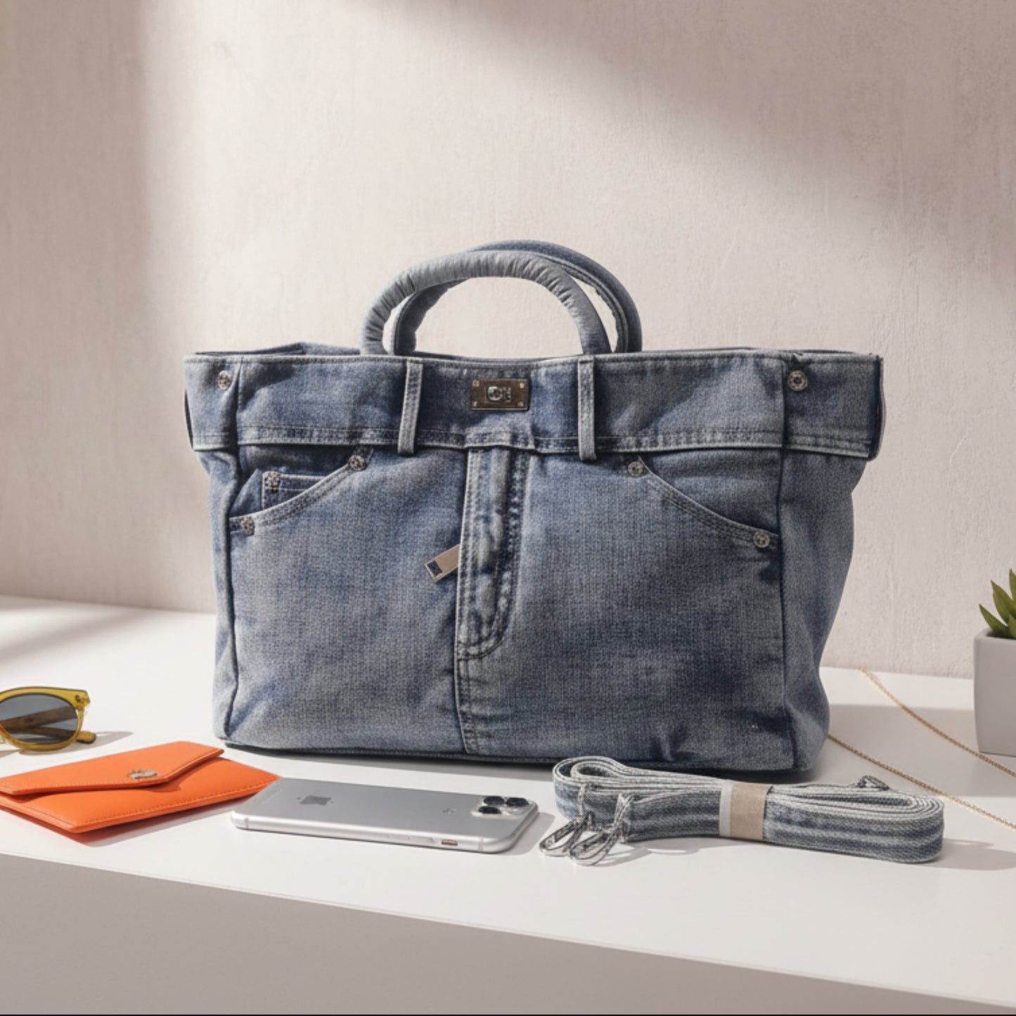 BORSA IN JEANS STILE VITA - TRENDY E GIOVANILE CON TRACOLLA REMOVIBILE