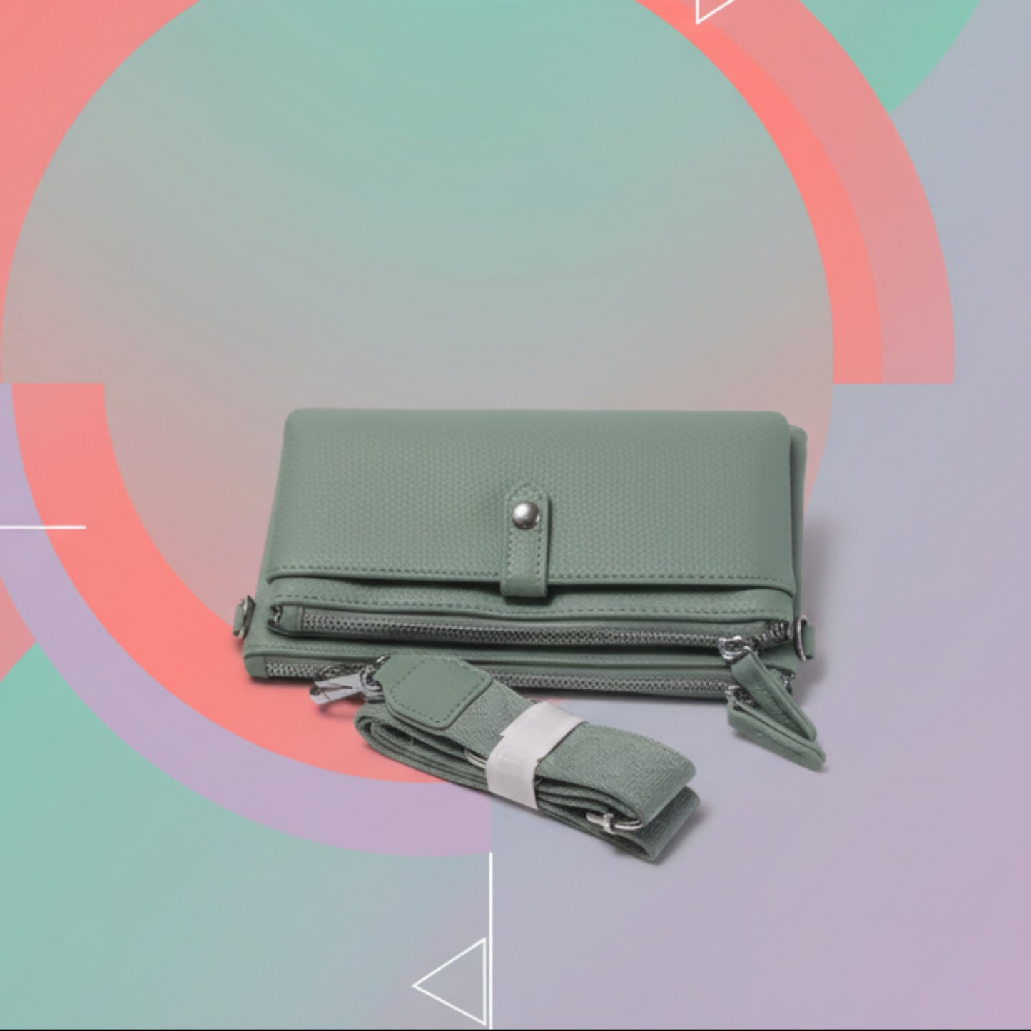 PORTAFOGLIO MINI BORSA DONNA MULTITASCHE  VERDE O ROSA CON TRACOLLA REMOVIBILE