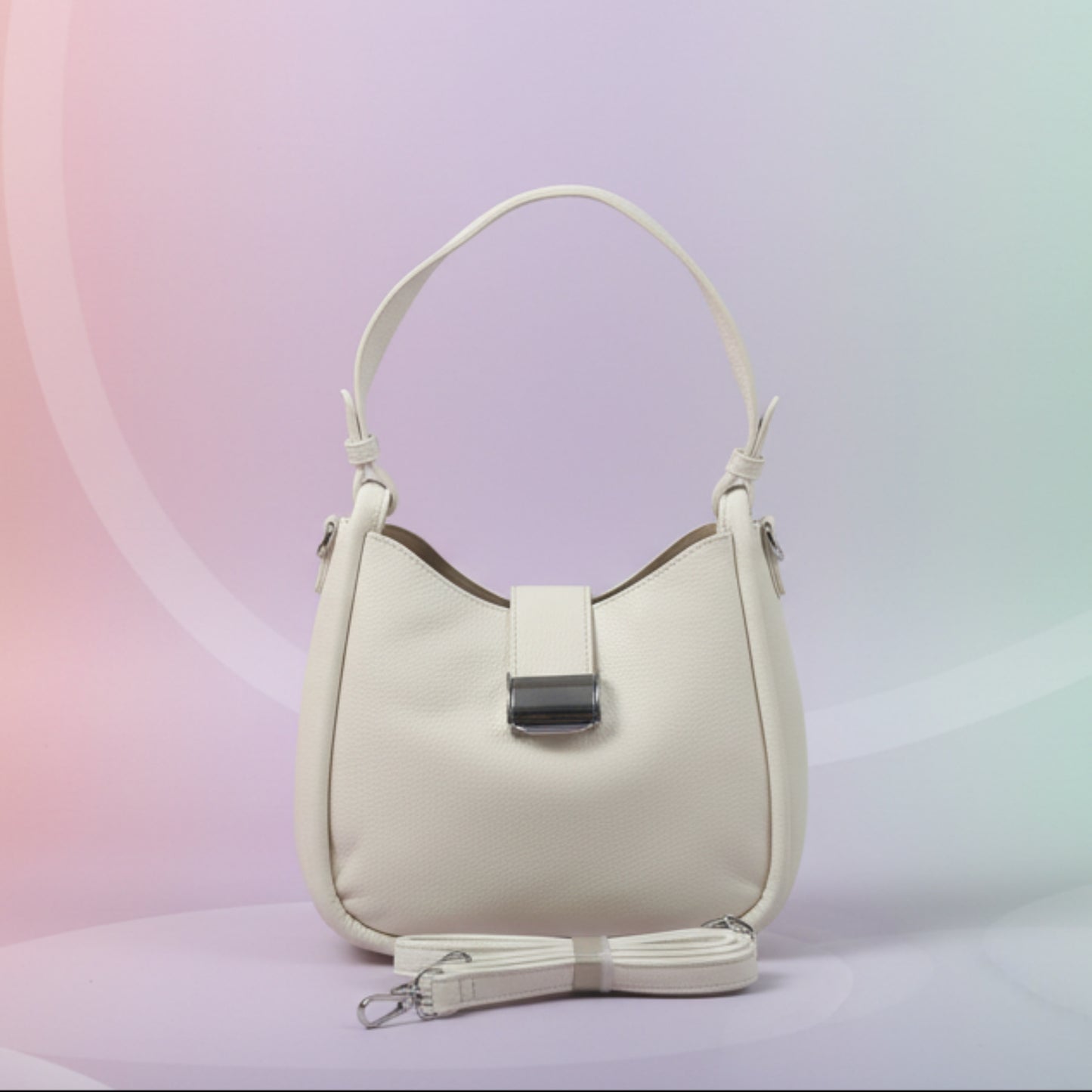 BORSA A SPALLA DONNA CON TRACOLLA REMOVIBILE-PANNA, POCHETTE INTERNA CON ZIP