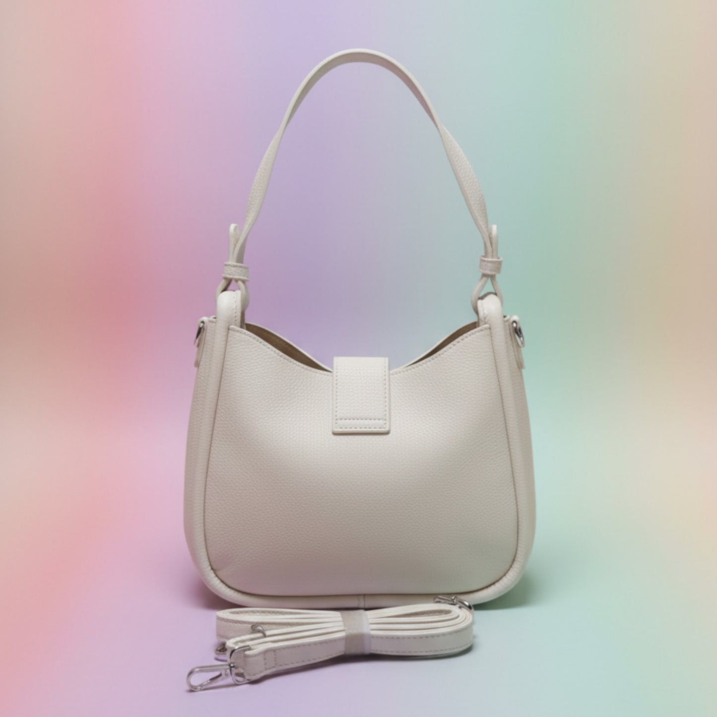 BORSA A SPALLA DONNA CON TRACOLLA REMOVIBILE-PANNA, POCHETTE INTERNA CON ZIP