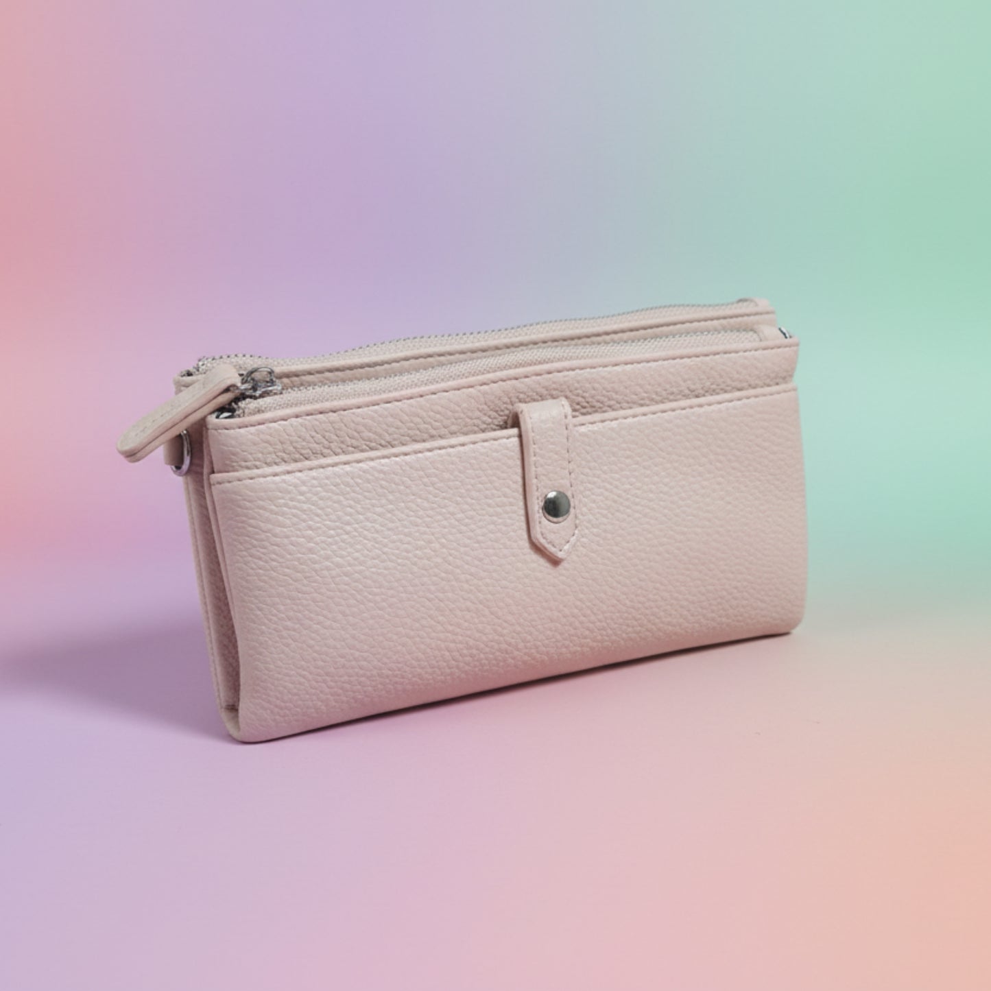 PORTAFOGLIO MINI BORSA DONNA MULTITASCHE  VERDE O ROSA CON TRACOLLA REMOVIBILE