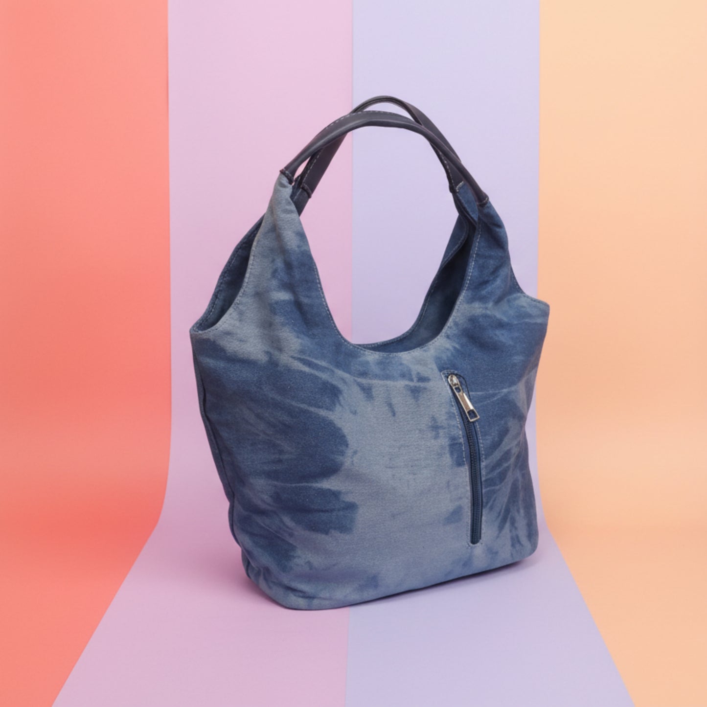 BORSA IN JEANS CAPIENTE DI TENDENZA, AS SPALLA O TRACOLLA- BLU CHIARO O SCURO