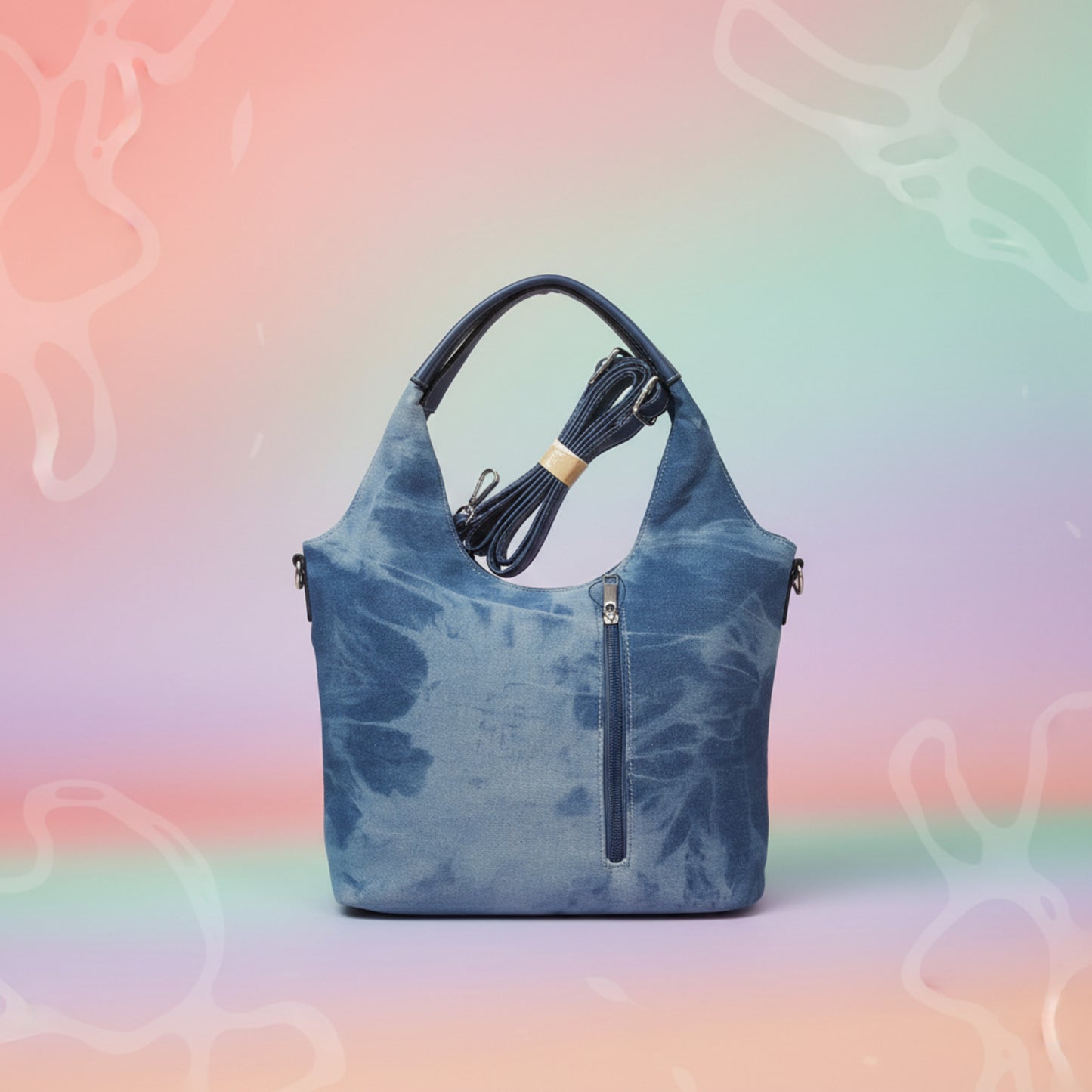 BORSA IN JEANS CAPIENTE DI TENDENZA, AS SPALLA O TRACOLLA- BLU CHIARO O SCURO