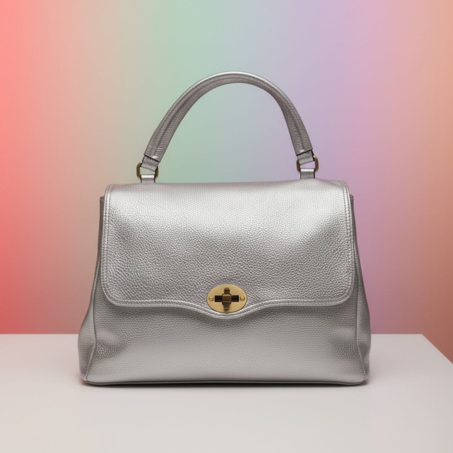 BORSA CAPIENTE A CARTELLA BIANCA/BEIGE/VERDE/AZZURRA/ARGENTO-A MANO O TRACOLLA