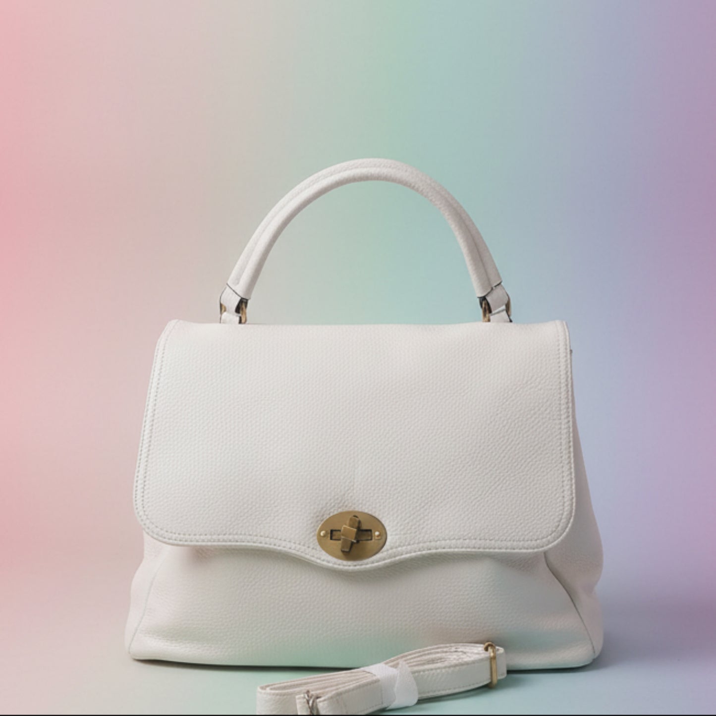 BORSA CAPIENTE A CARTELLA BIANCA/BEIGE/VERDE/AZZURRA/ARGENTO-A MANO O TRACOLLA