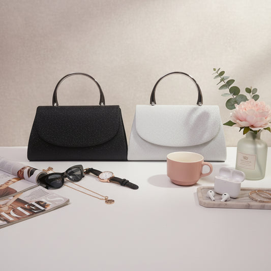BORSA DA SERA ELEGANTE CON CATENA REMOVIBILE-NERA O ARGENTO