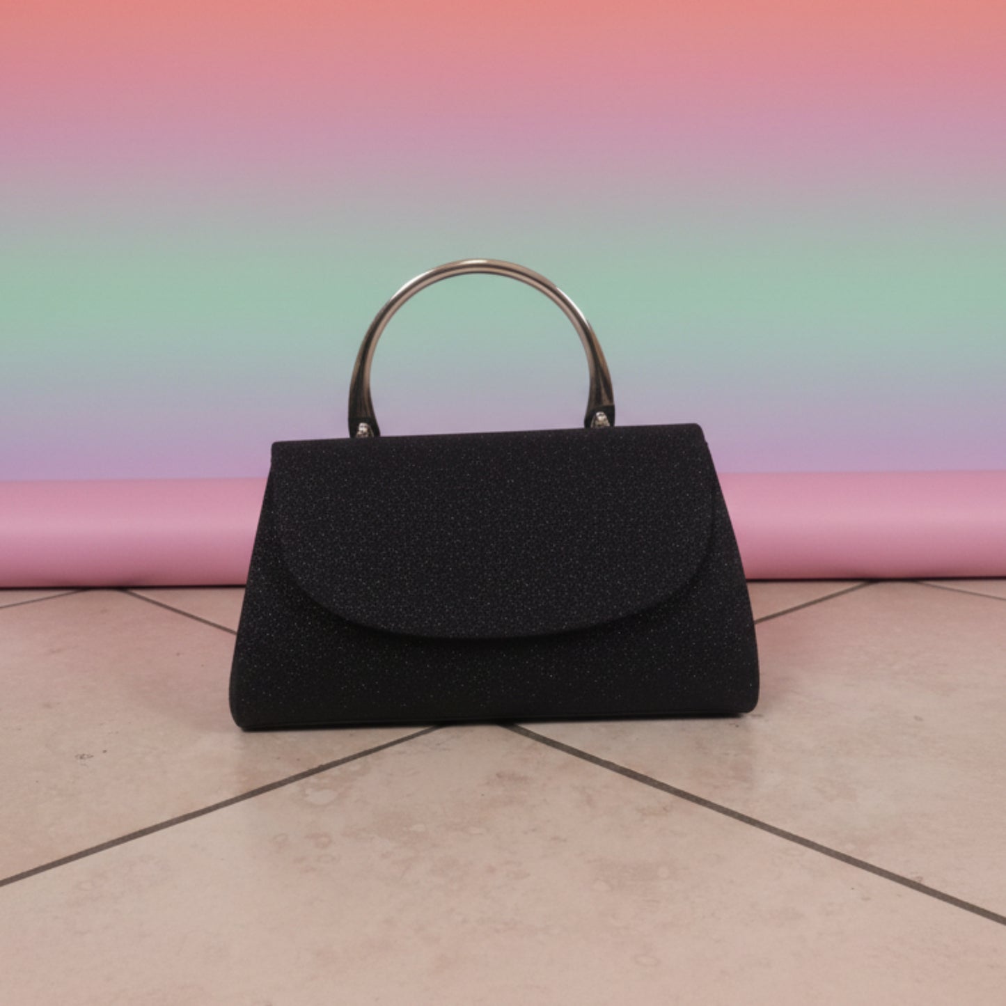 BORSA DA SERA ELEGANTE CON CATENA REMOVIBILE-NERA O ARGENTO