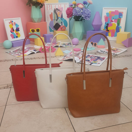 BORSA BIG COLOR RIGIDA CON TRACOLLA REMOVIBILE-PRATICA E TRENDY