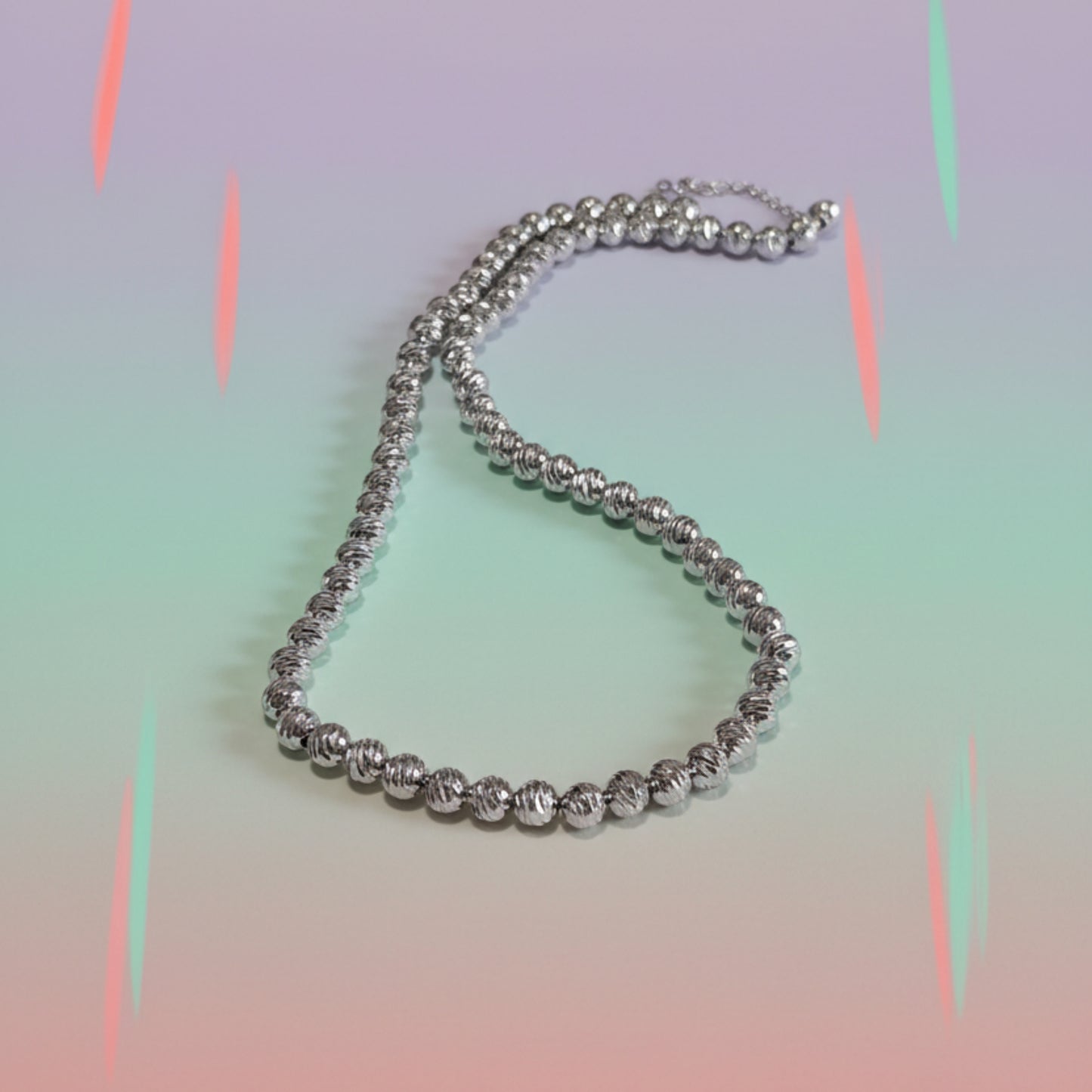 COLLANA DONNA IN ACCIAIO SILVER CON SFERE LAVORATE-ELEGANTE DI TENDENZA