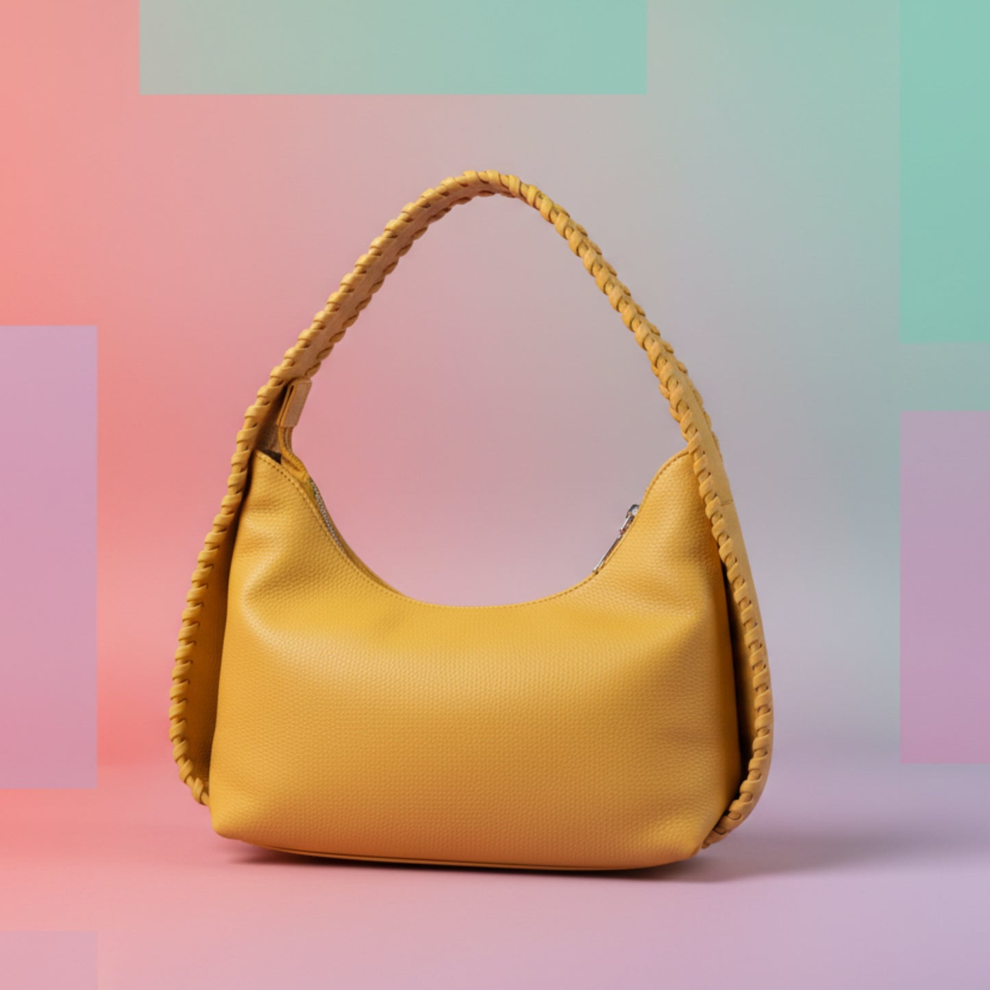 BORSA DONNA DI TENDENZA CON TRACOLLA LAVORATA-COLORI; OCRA; PANNA E CUOIO