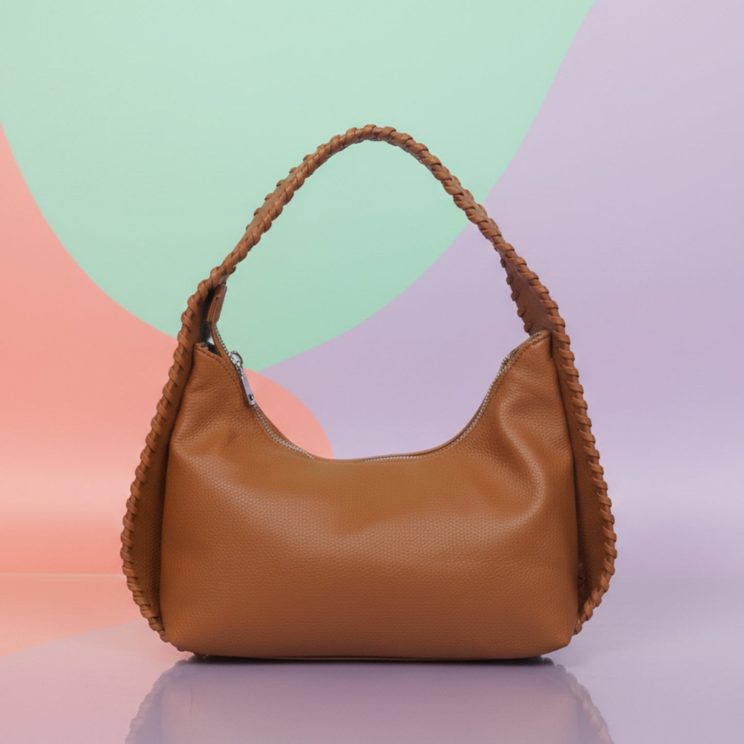 BORSA DONNA DI TENDENZA CON TRACOLLA LAVORATA-COLORI; OCRA; PANNA E CUOIO