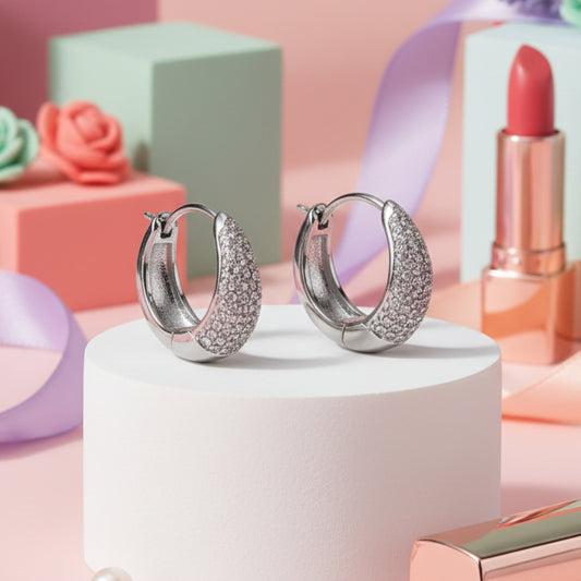 ORECCHINI LUCE A CERCHIO SMALL CON BRILLANTINI IN ACCIAIO SILVER