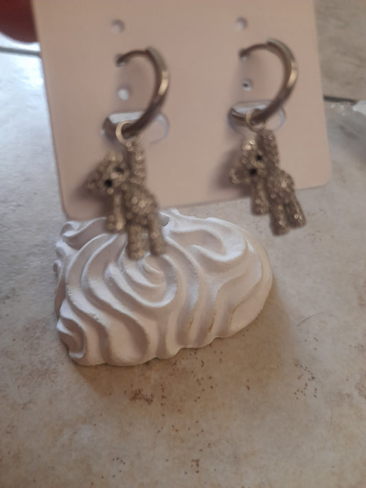 ORECCHINI ORSETTO CON BRILLANTINI IN ACCIAIO SILVER