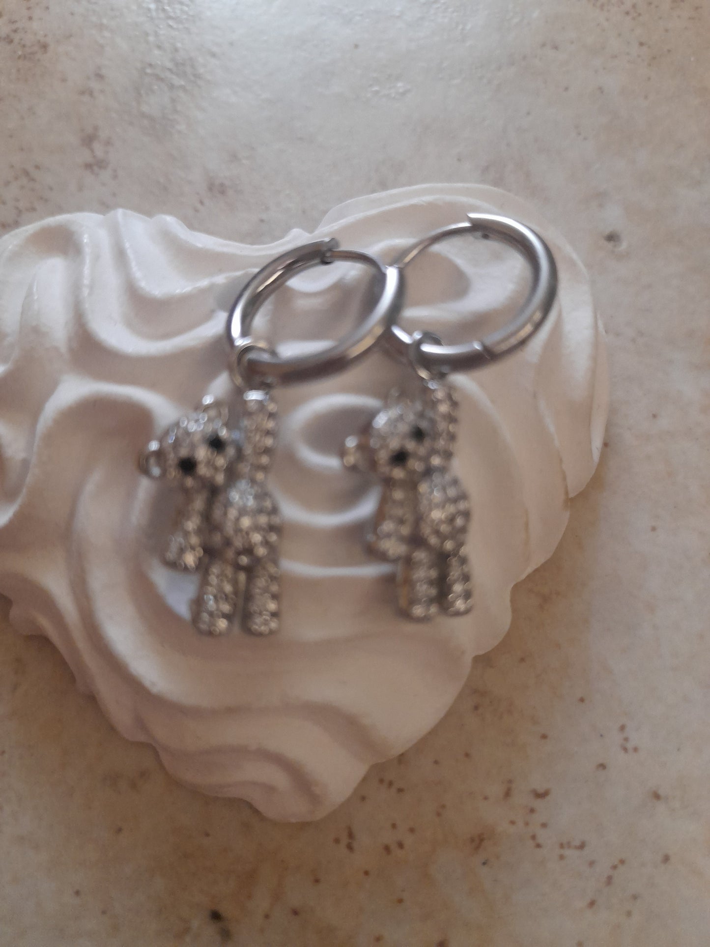 ORECCHINI ORSETTO CON BRILLANTINI IN ACCIAIO SILVER