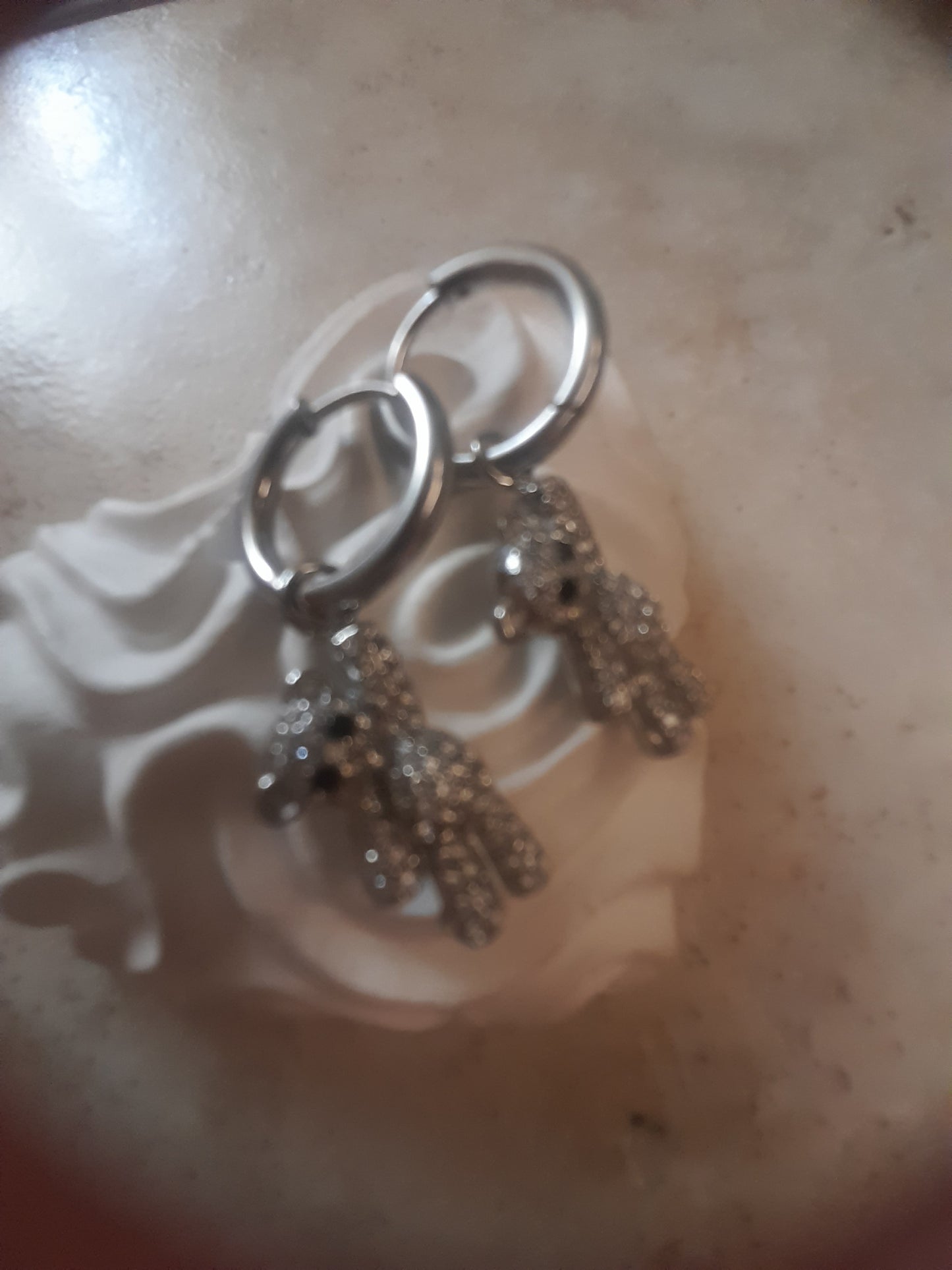 ORECCHINI ORSETTO CON BRILLANTINI IN ACCIAIO SILVER
