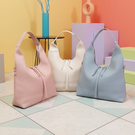 BORSA GRANDE CAPIENTE CHIC - TRACOLLA REMOVIBILE - PANNA ROSA AZZAURRO