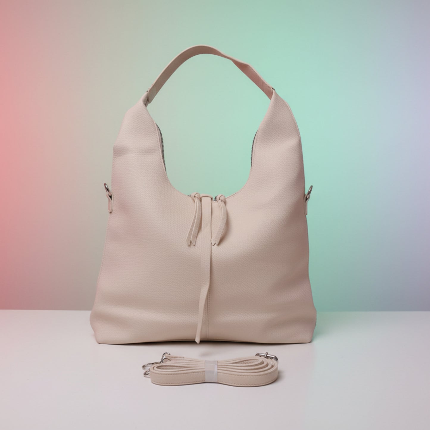 BORSA GRANDE CAPIENTE CHIC - TRACOLLA REMOVIBILE - PANNA ROSA AZZAURRO