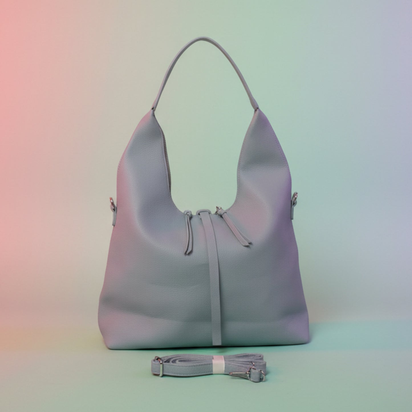 BORSA GRANDE CAPIENTE CHIC - TRACOLLA REMOVIBILE - PANNA ROSA AZZAURRO