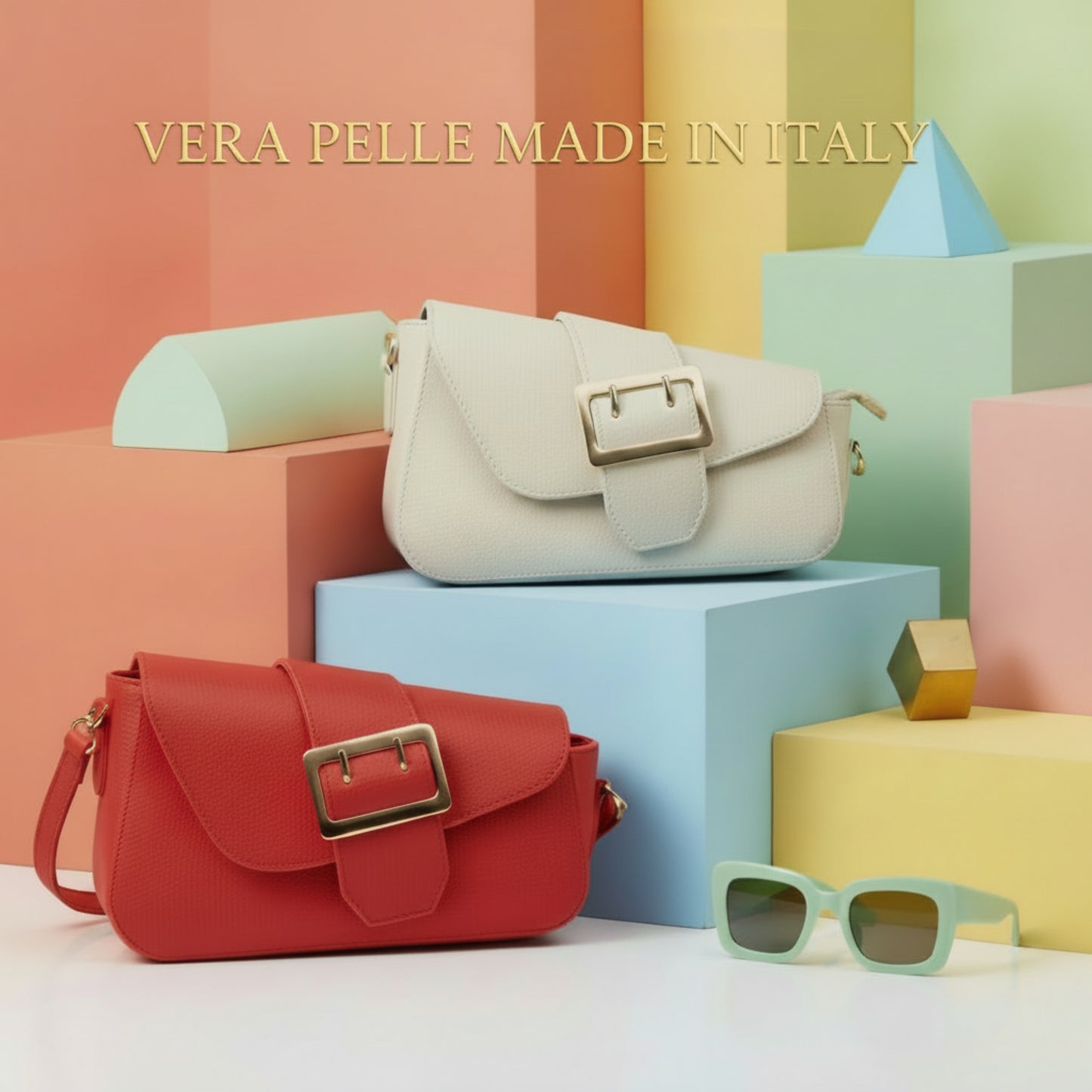 BORSA VERA PELLE MADE IN ITALY CHIC E ASIMMETRICA