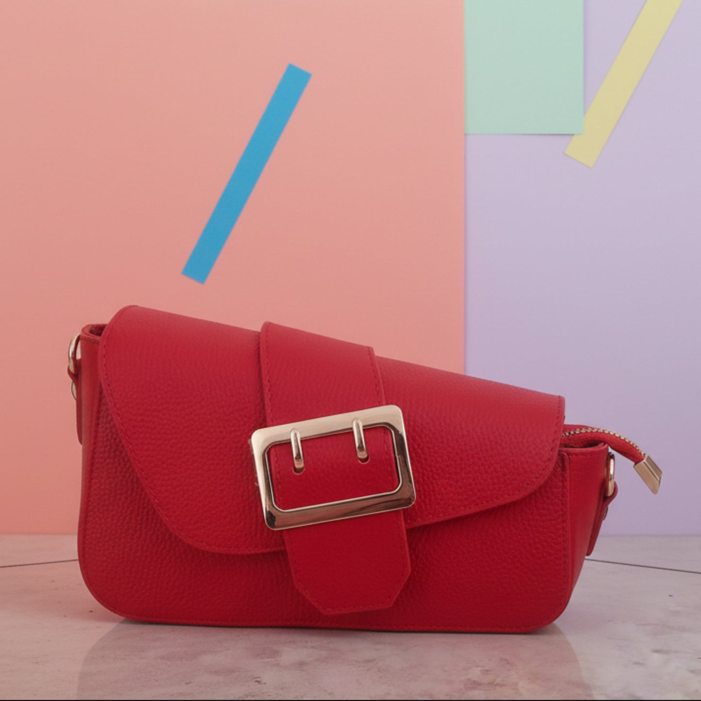 BORSA VERA PELLE MADE IN ITALY CHIC E ASIMMETRICA